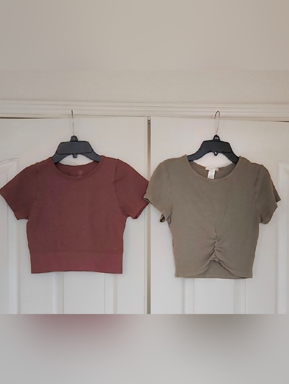 Bozzolo Green And Brown Crop Tops Youth S/M